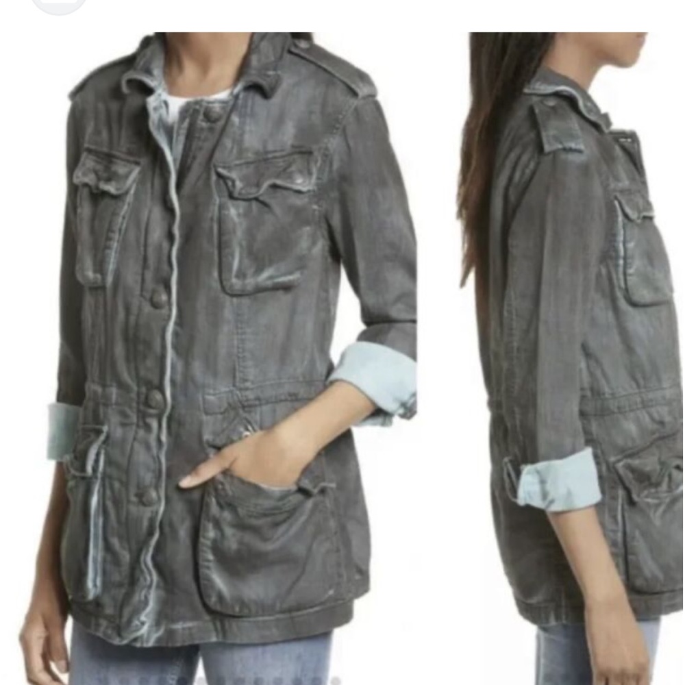 Free People Cotton Twill Military Jacket